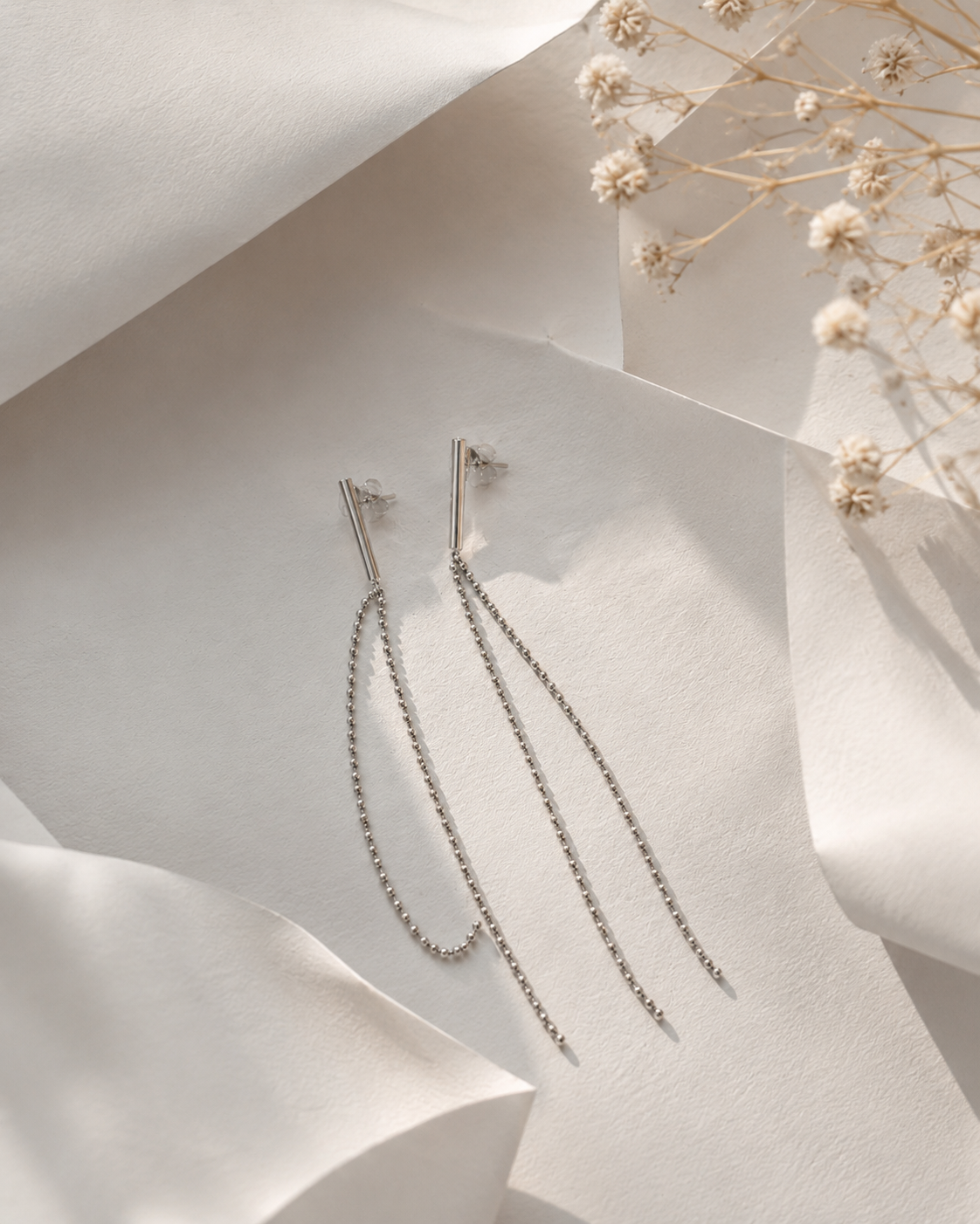 Silver Tassel Drop Earrings