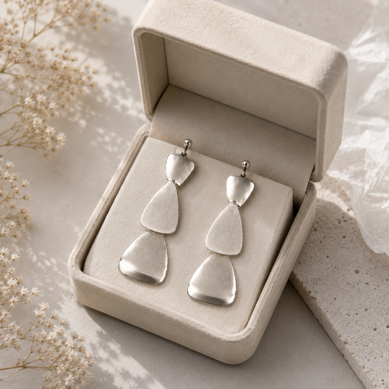 Silver Teardrop Dangle Earrings