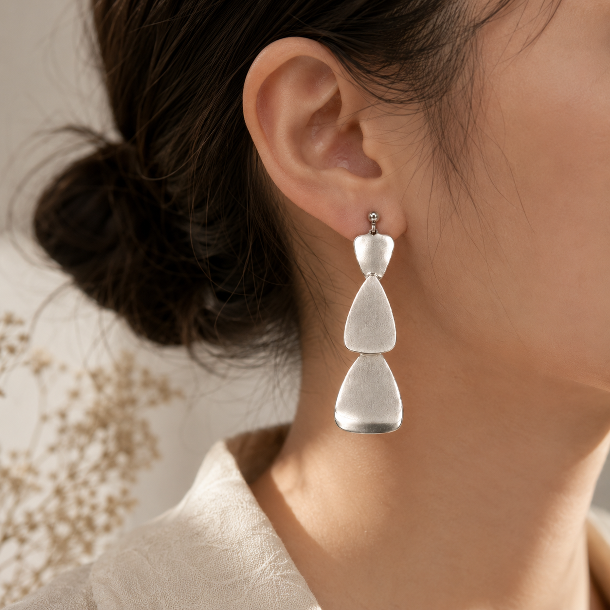 Silver Teardrop Dangle Earrings