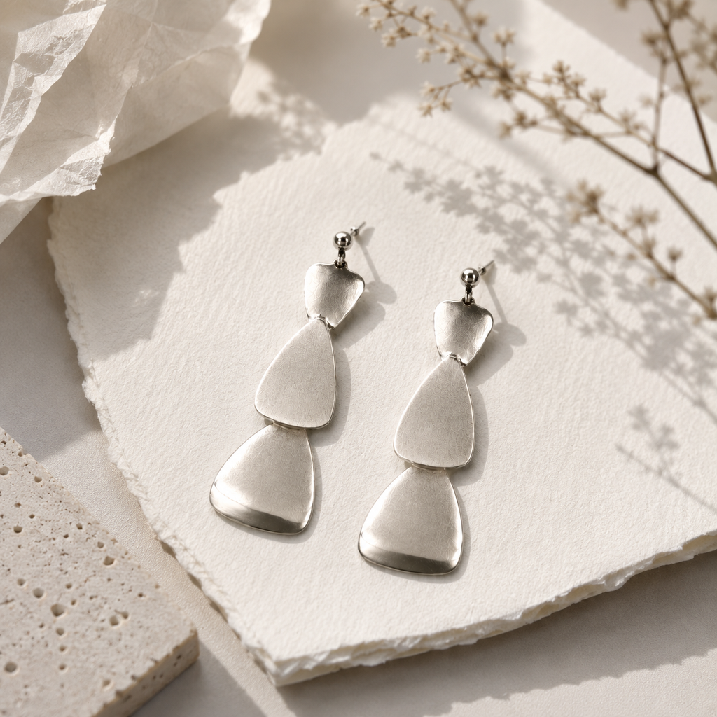 Silver Teardrop Dangle Earrings