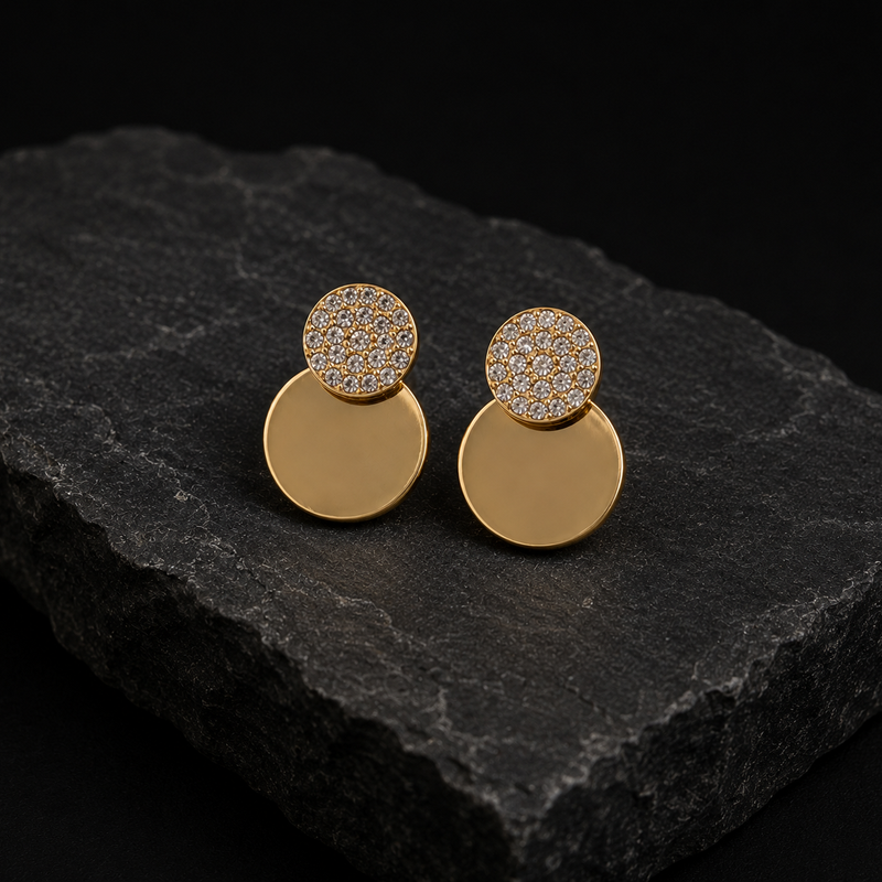 Crystal Circle Stud Earrings