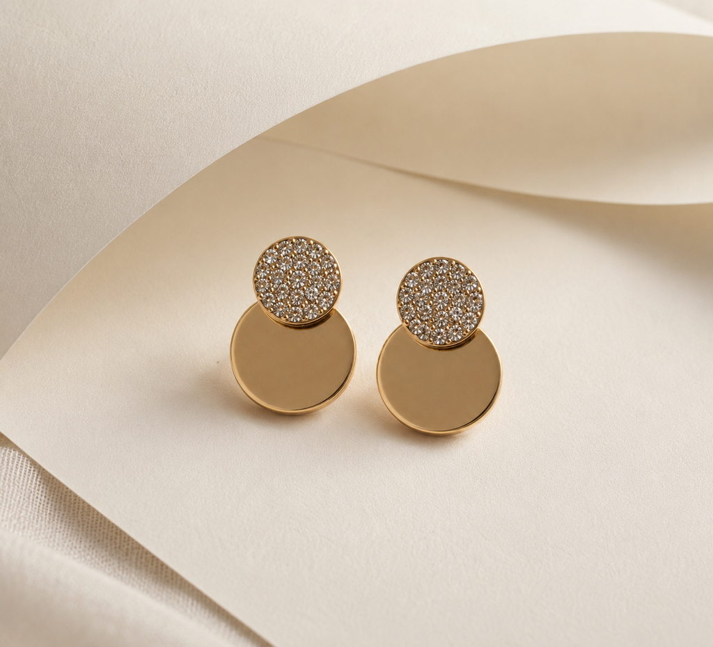Crystal Circle Stud Earrings