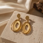 Gold Oval Drop Earrings