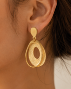 Gold Oval Drop Earrings