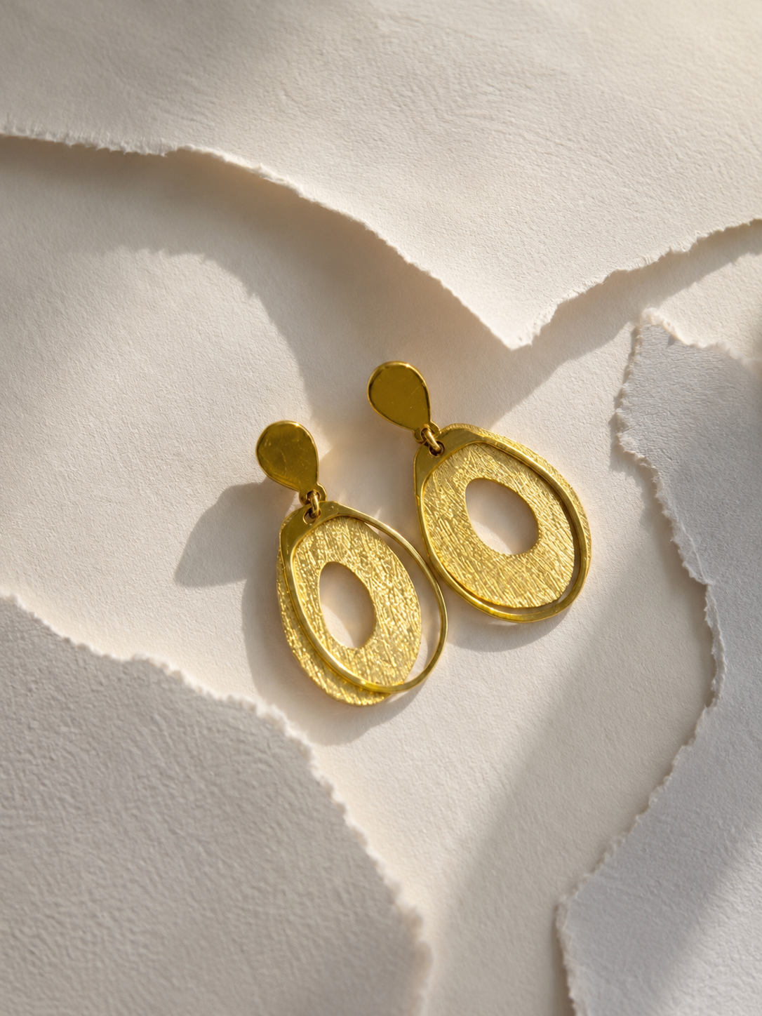 Gold Oval Statement Earrings