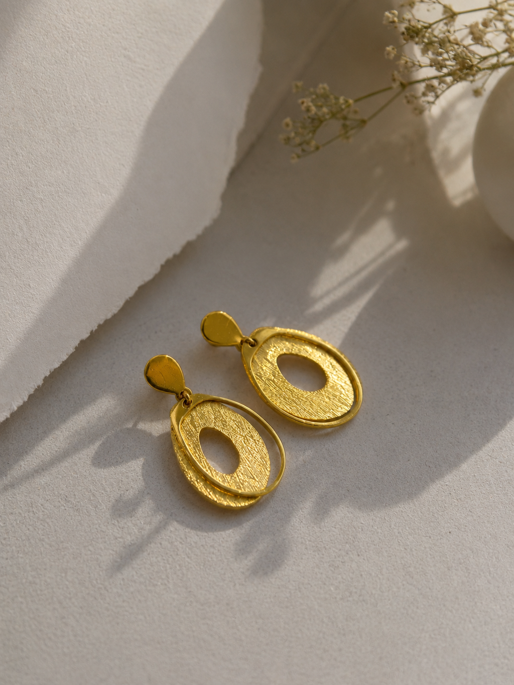Gold Oval Statement Earrings