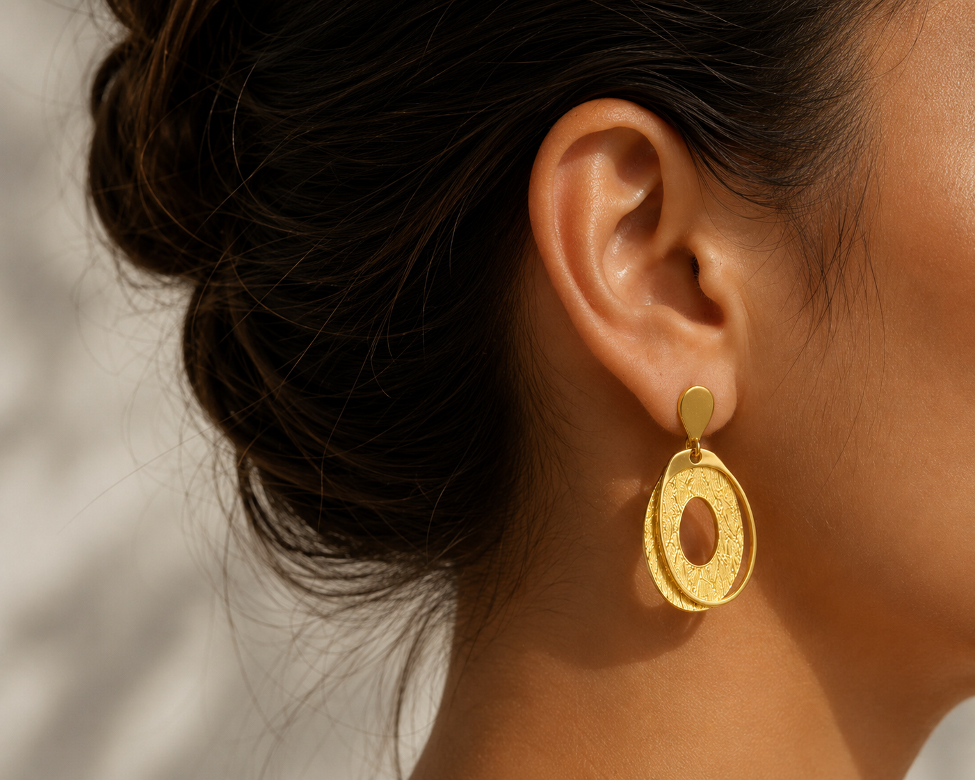 Gold Oval Statement Earrings