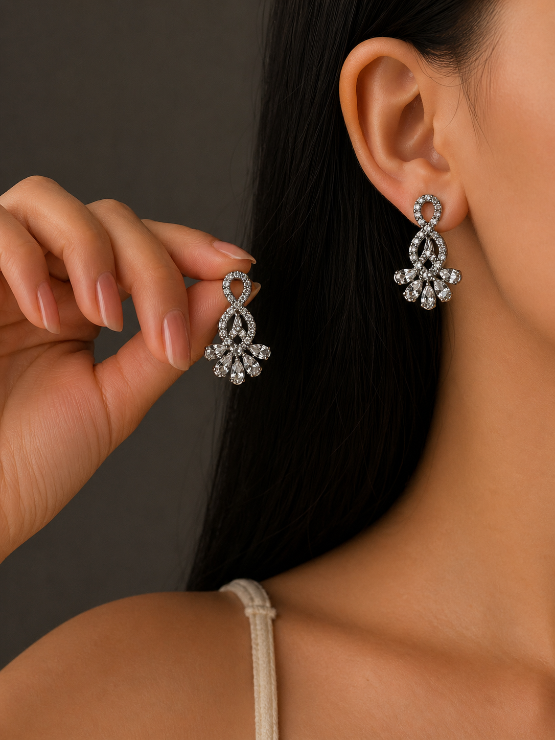 Crystal Floral Stud Earrings