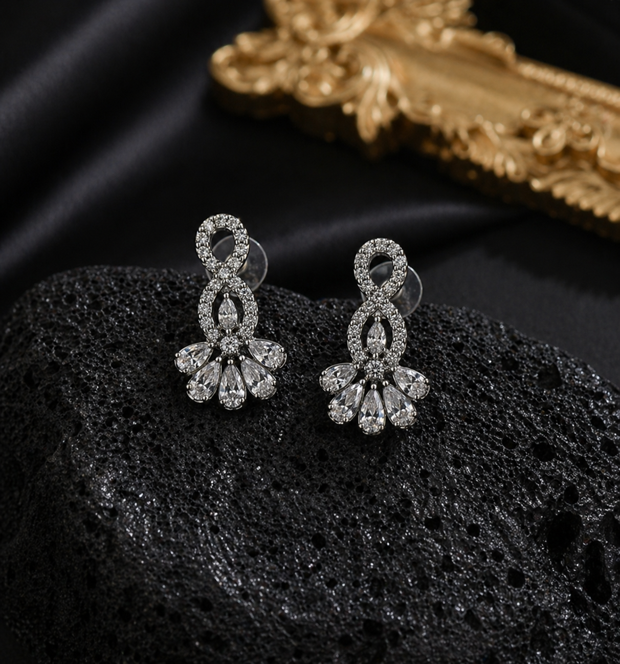 Crystal Floral Stud Earrings