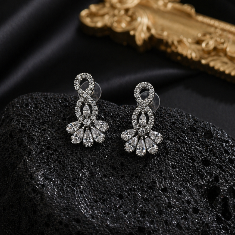 Crystal Floral Stud Earrings