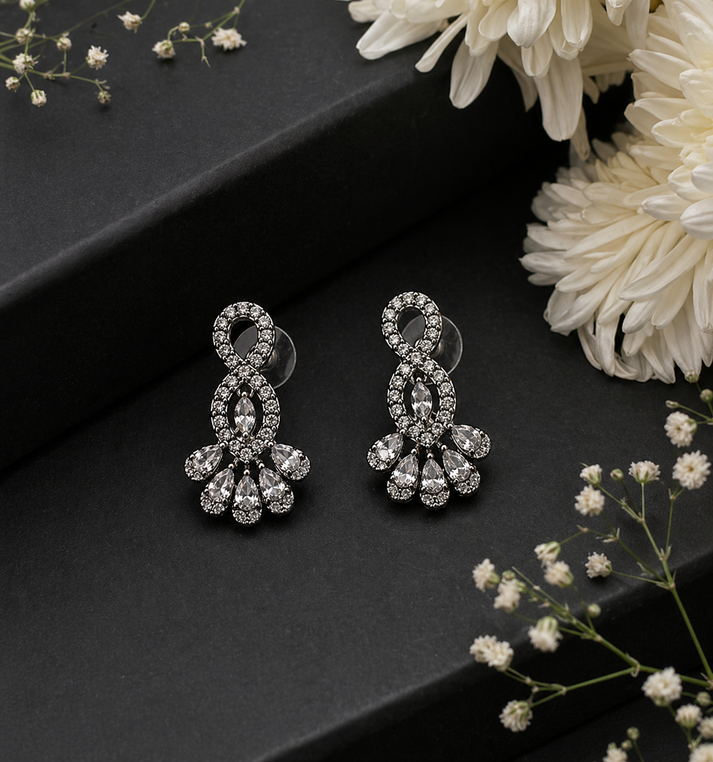 Crystal Floral Stud Earrings