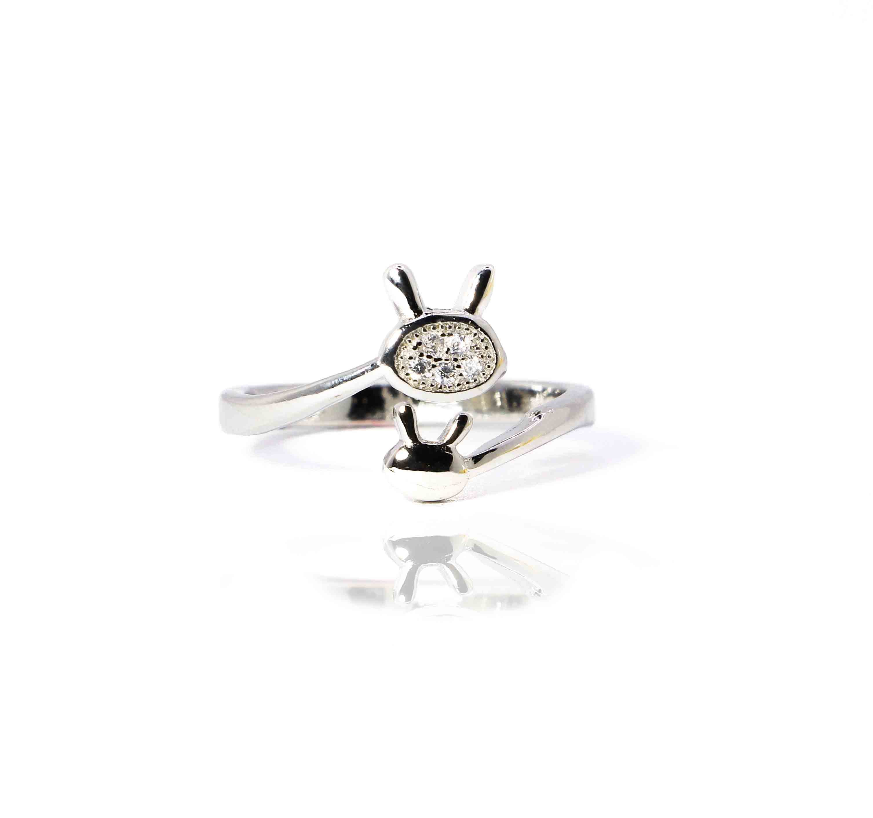Double Bunny Silver 925 Ring