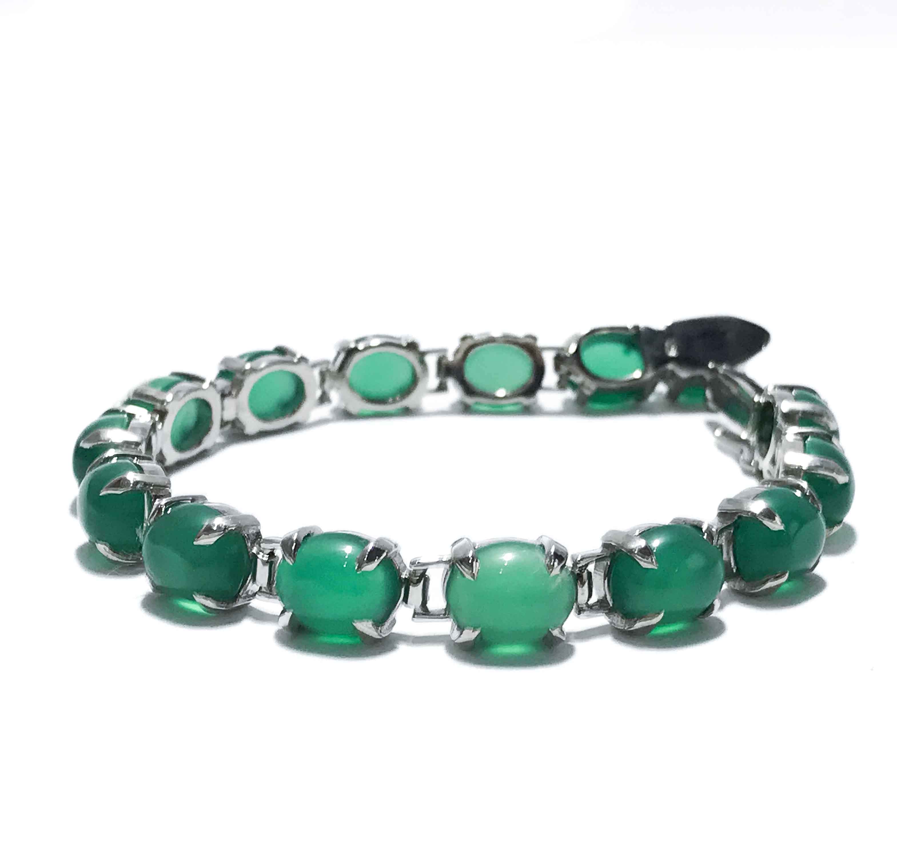 Green Stones Silver 925 Tennis Bracelets