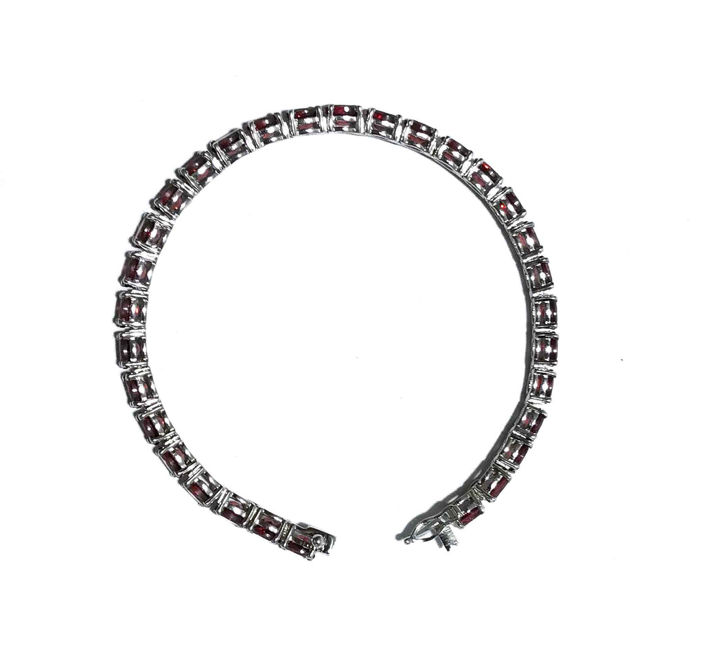 Pomegranate Red Silver 925 Tennis Bracelet