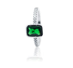 Green Baguette Silver 925 Ring
