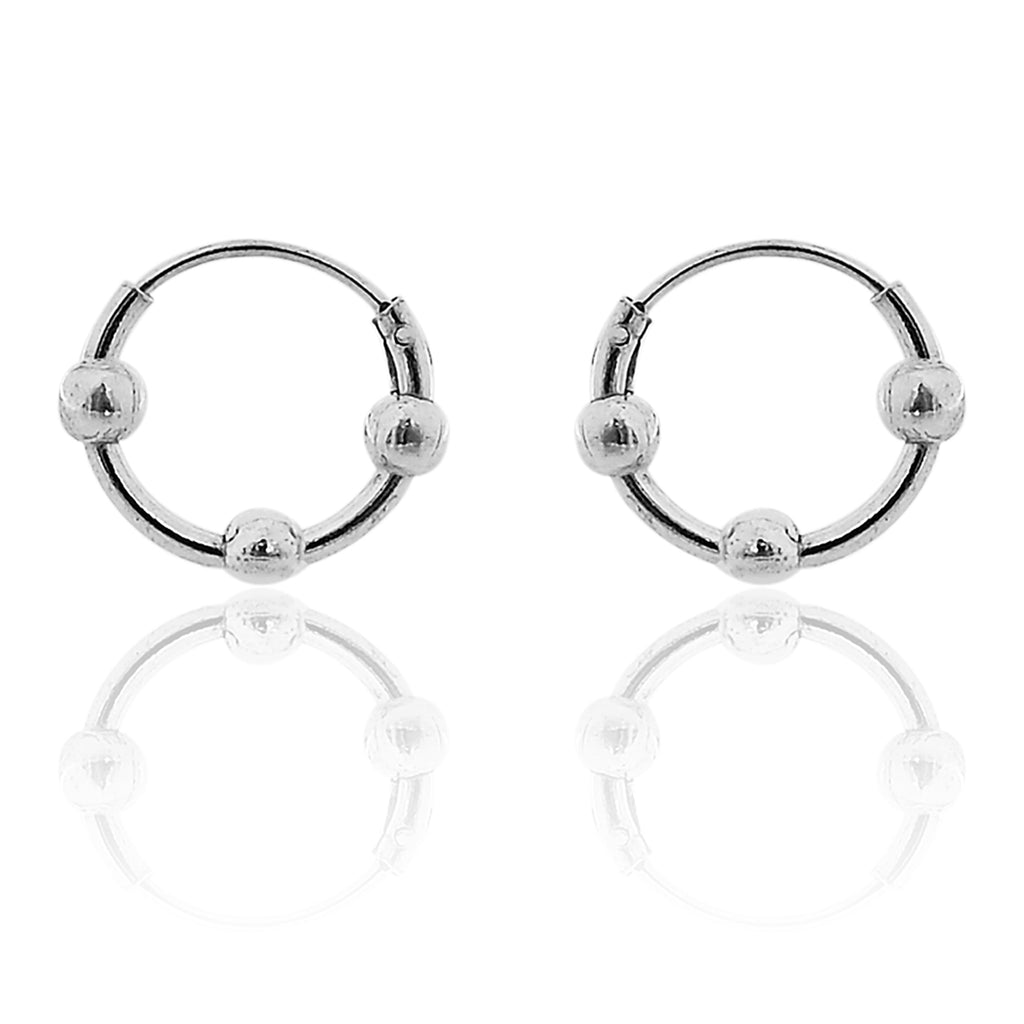 Jewellery Pair Of Silver Stainless Steel Small Hoop Earring For Men & Boys