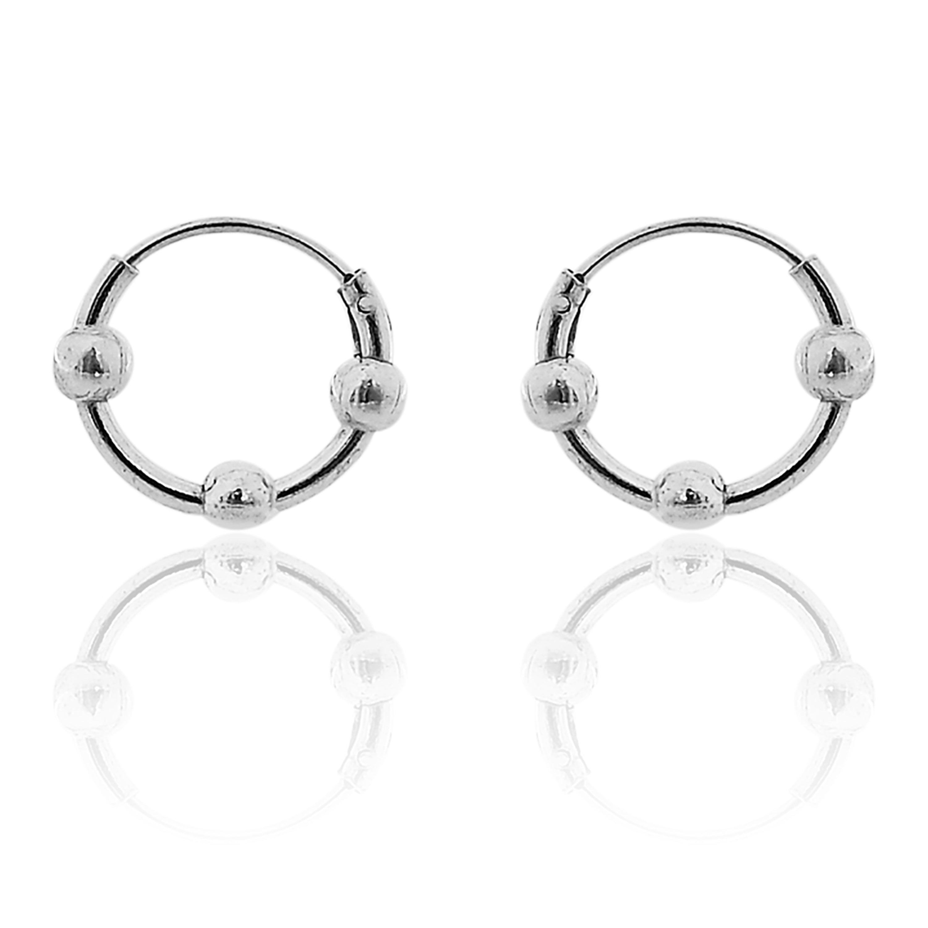 Jewellery Pair Of Silver Stainless Steel Small Hoop Earring For Men & Boys