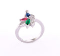 Green red blue stone female rings