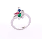 Green red blue stone female rings