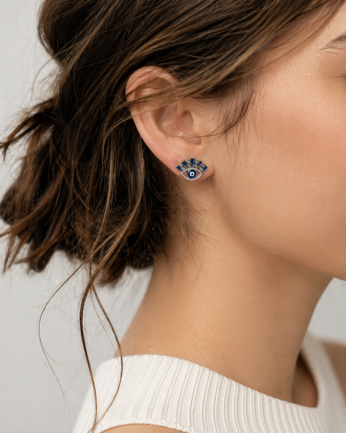 Blue Evil Eye Drop Earrings