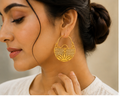 Gold Lotus Filigree Hoop Earrings