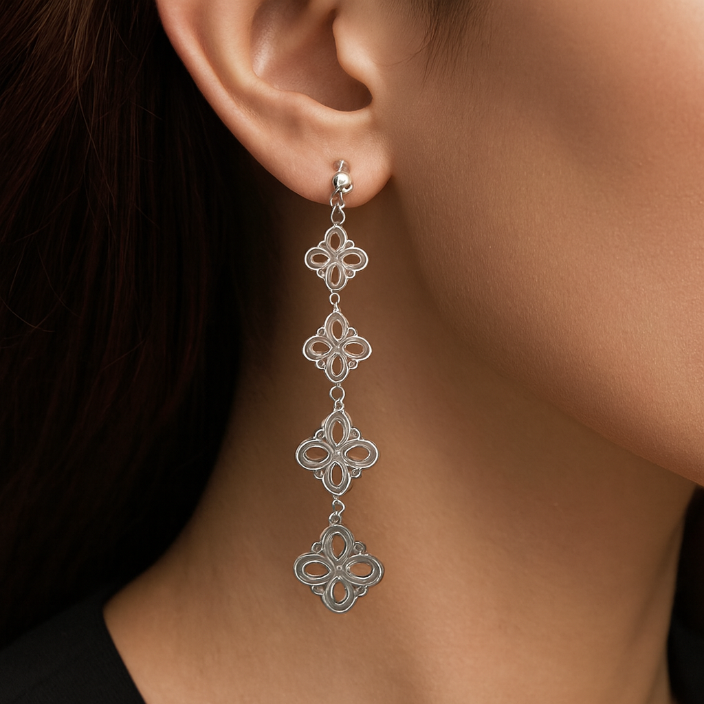 Floral Crystal Drop Earrings