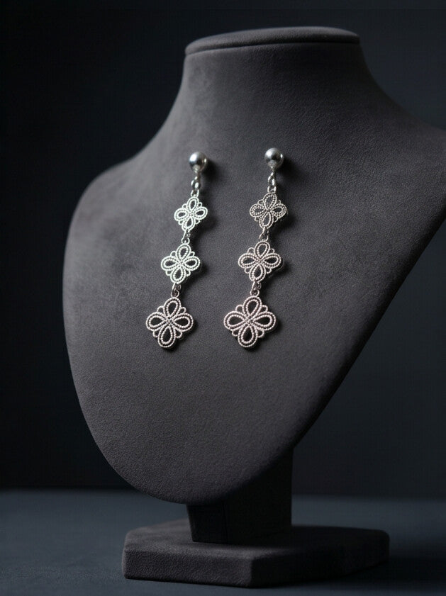 Floral Crystal Drop Earrings