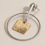 Gold Square Charm Hoop Earrings