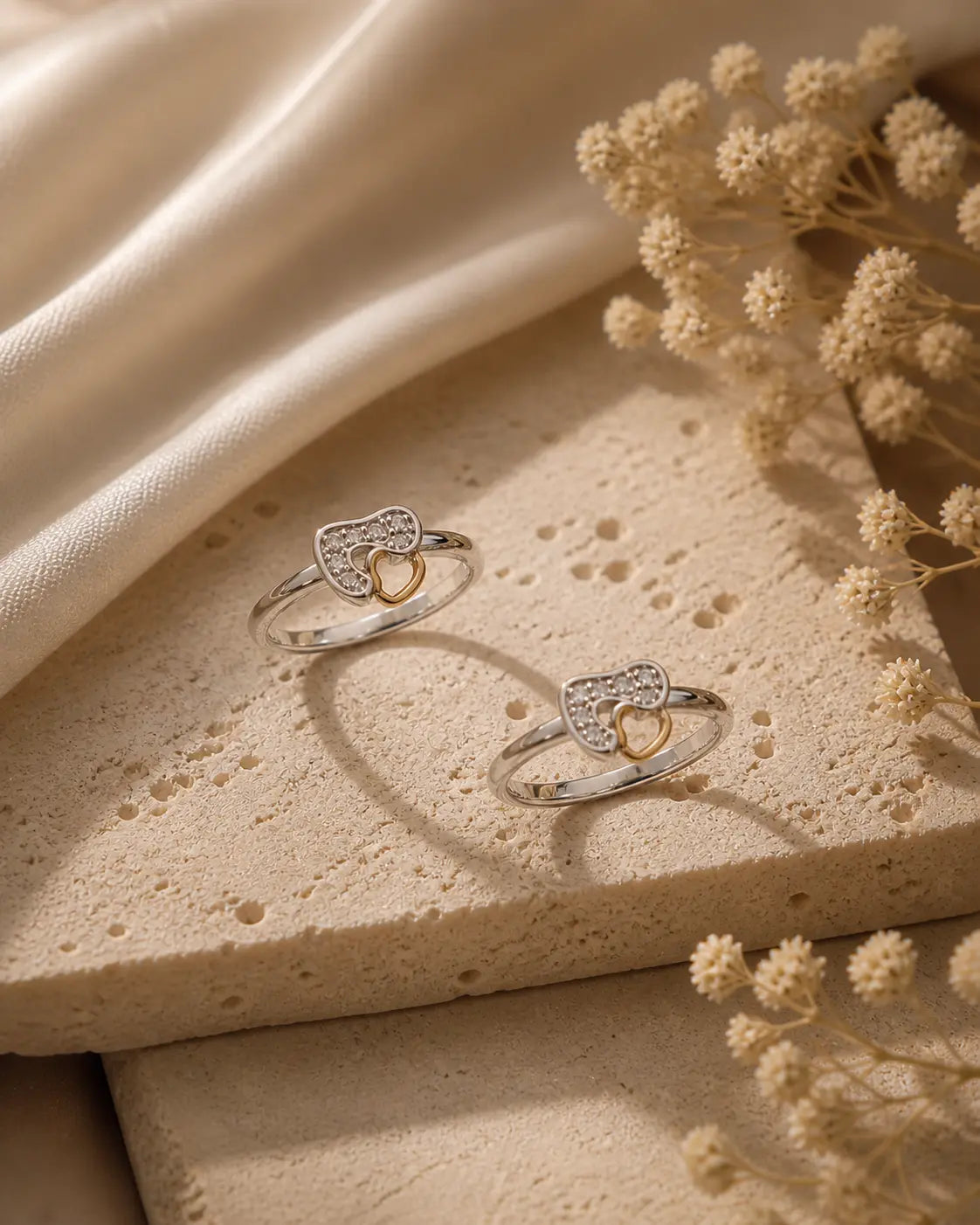 Crystal Heart Open Toe Ring