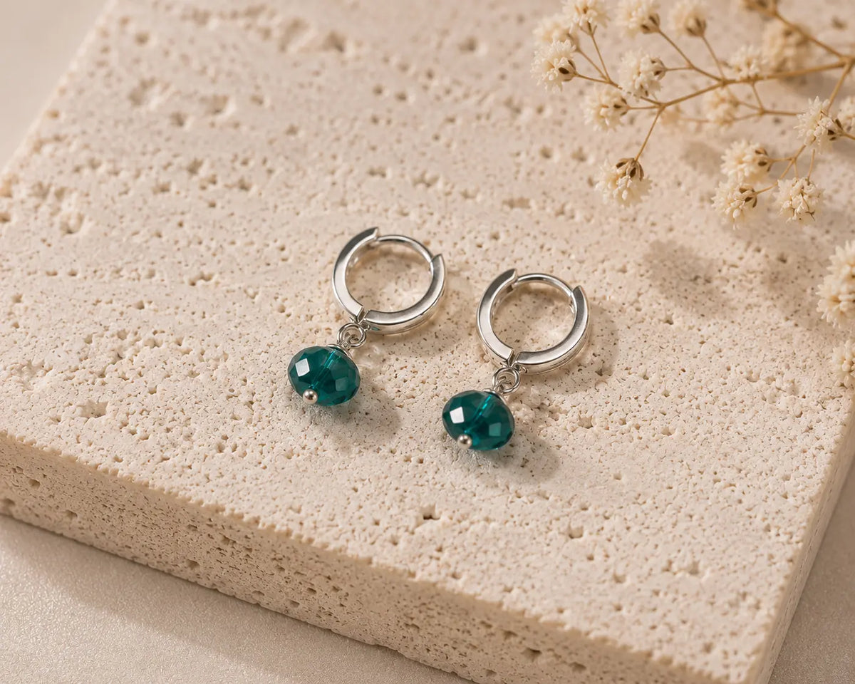 Emerald Crystal Hoop Earrings