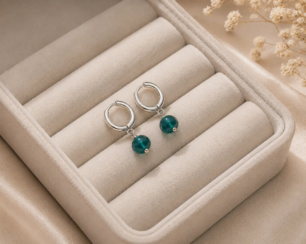 Emerald Crystal Hoop Earrings