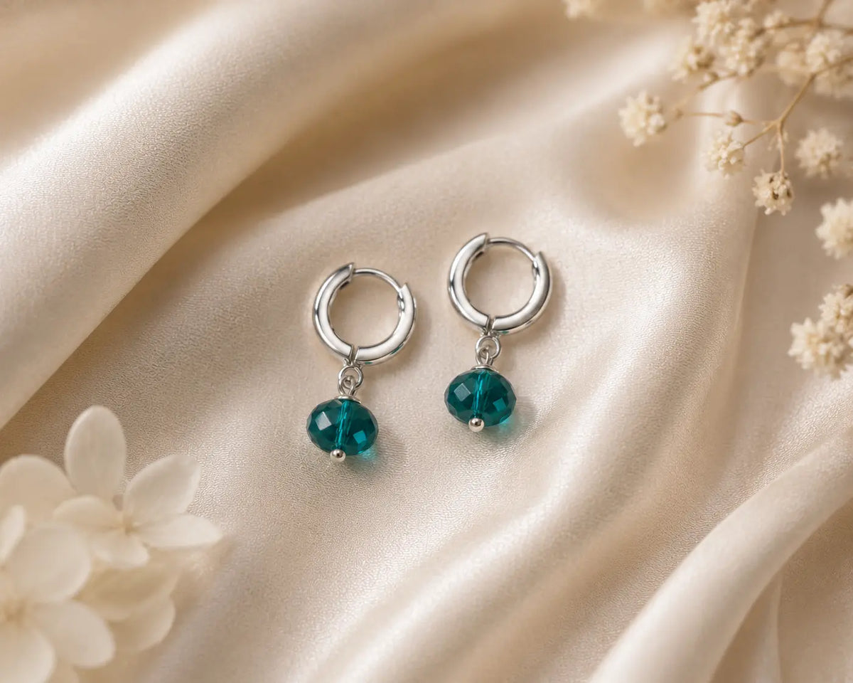 Emerald Crystal Hoop Earrings