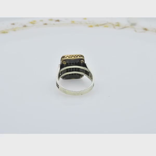Checkered Silver 925 Ring