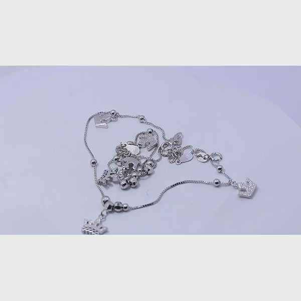 Crown Charms Silver 925 Anklet