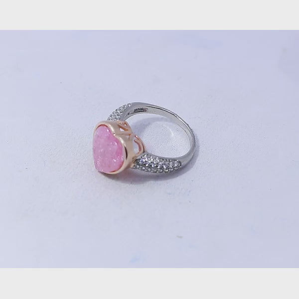 Korean Candy Pink Marble Silver 925 Ring
